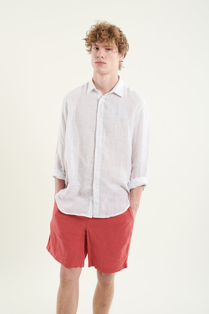ODYSSEY LINEN SHORTS - CORAL