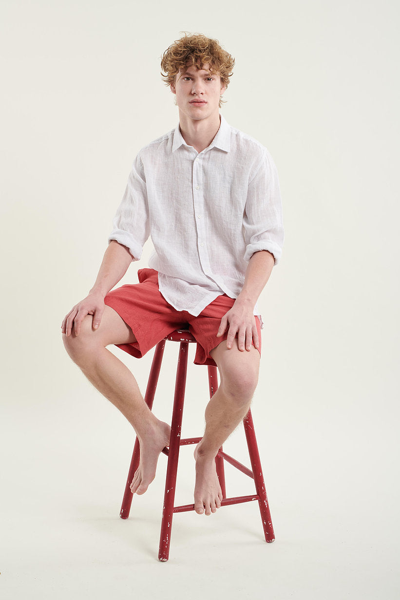 ODYSSEY LINEN SHORTS - CORAL