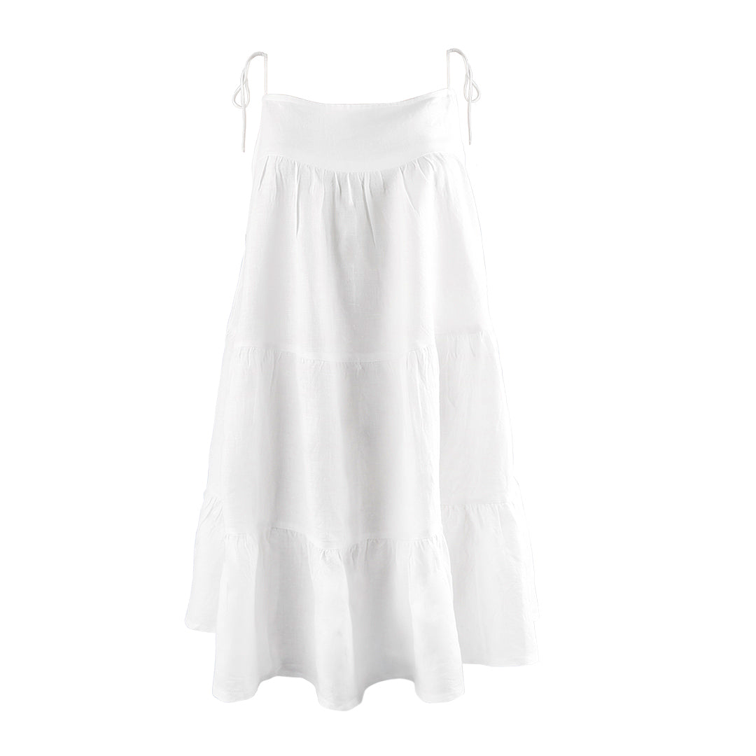 White linen beach dress
