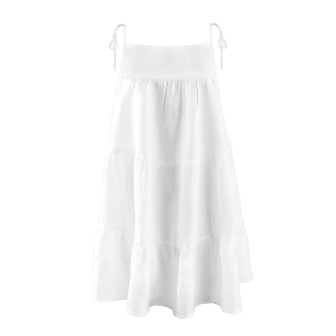 DAPHNE LINEN DRESS WHITE